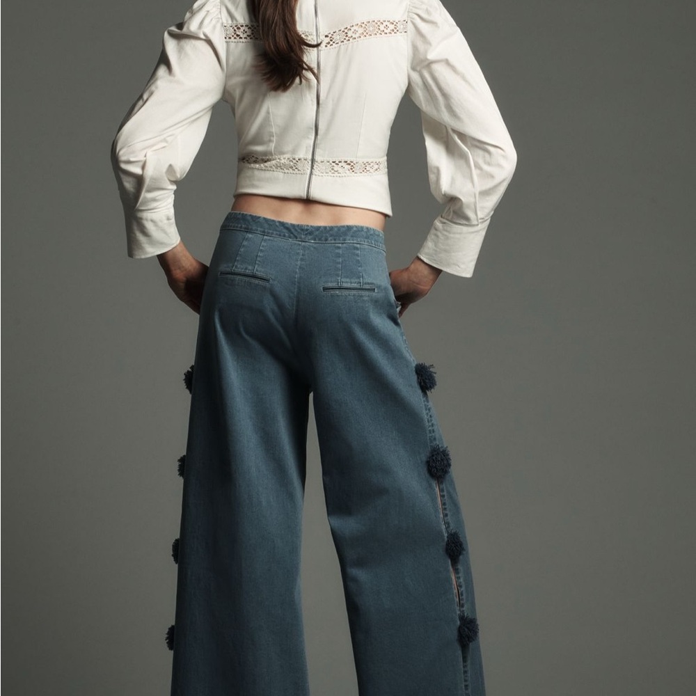 Hope for Flowers by Tracy Reese Wide-Leg Jeans with Pom-Pom Details - Picture 3 of 6